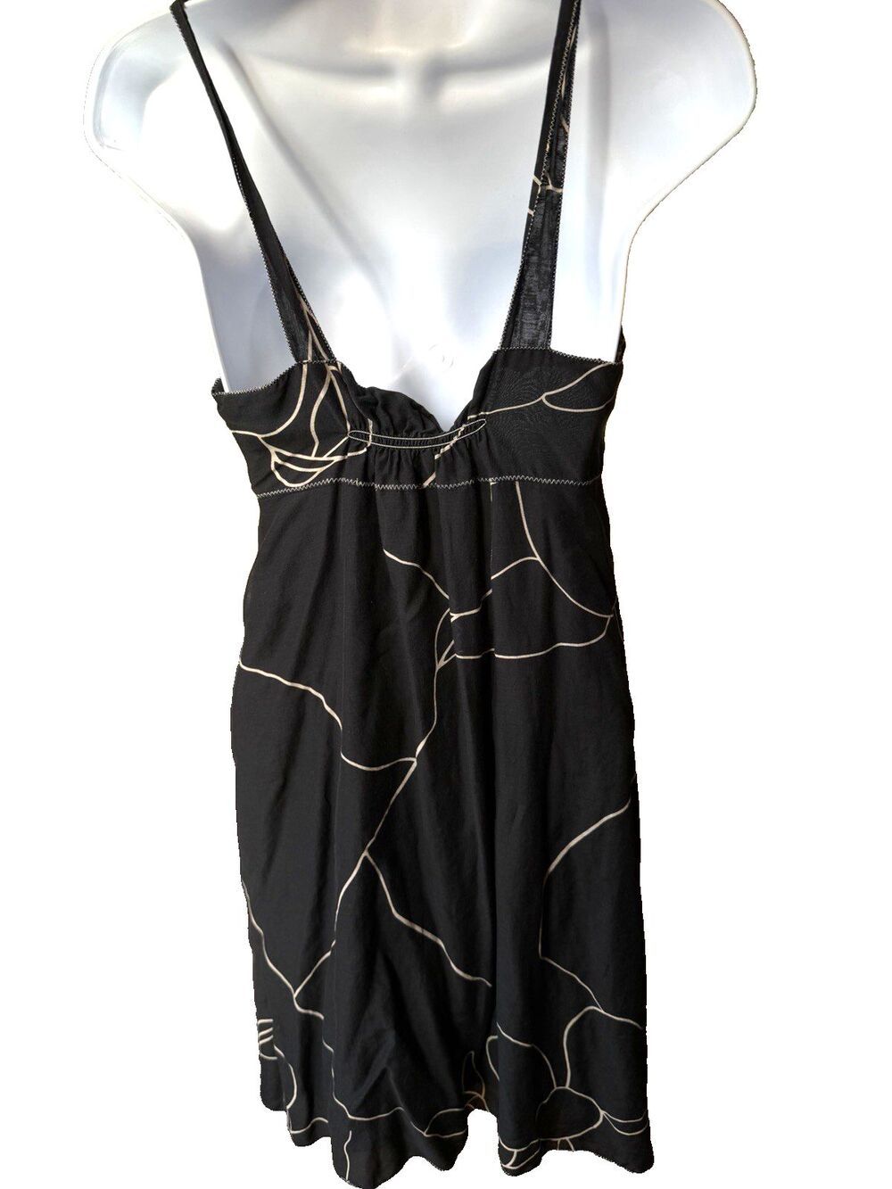Max Studio Dress Size M Cotton & Silk Black Floral Motif Lined Handkerchief Hem - Picture 13 of 14